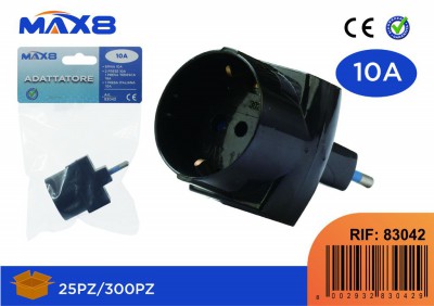 [8002932830429] ADATTATORE  SP 10A 2P+T 2  PR 10A 2P+T 1 PRESA STA