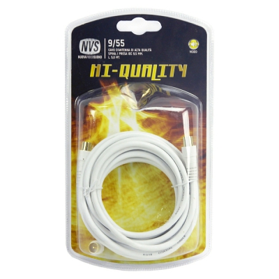 [8002976009553] CAVO ANTENNA HI-QUALITY SPINA/PRESA L 5MT+ADATT