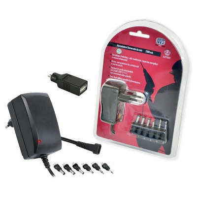 [8002976016452] ALIMENTATORE UNIV. SWITCHING 2000MAH 6 SPIN+USB
