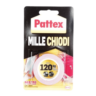 [8004630895441] PATTEX MILLECHIODI NASTRO BIADESIVO 19MMX1,5MT