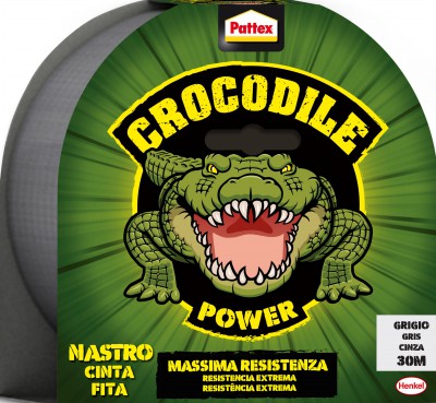 [8004630922093] PATTEX CROCODILE NASTRO TELATO GRIGIO 30M