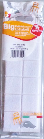 [8008154134000] FELTRINI AUTOADESIVI 12PZ 40X40MM BIANCO