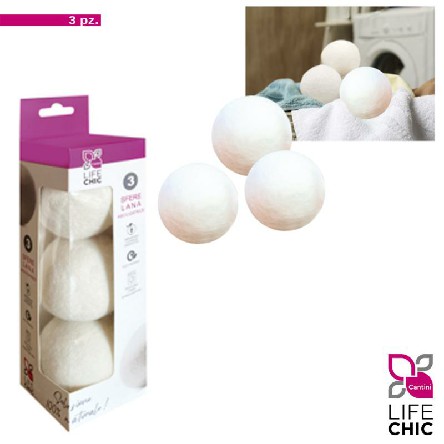 [8008240179953] SFERA LANA PER ASCIUGATRICE SET 3, DM.6 CM